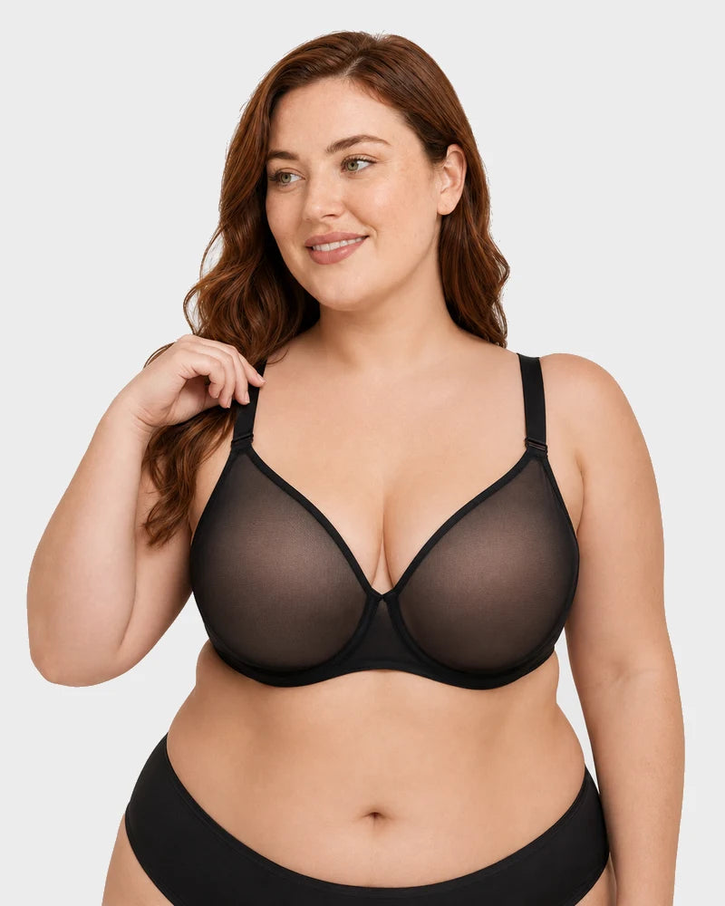 Air Light Plus Size Mesh Underwire Minimizer Bra