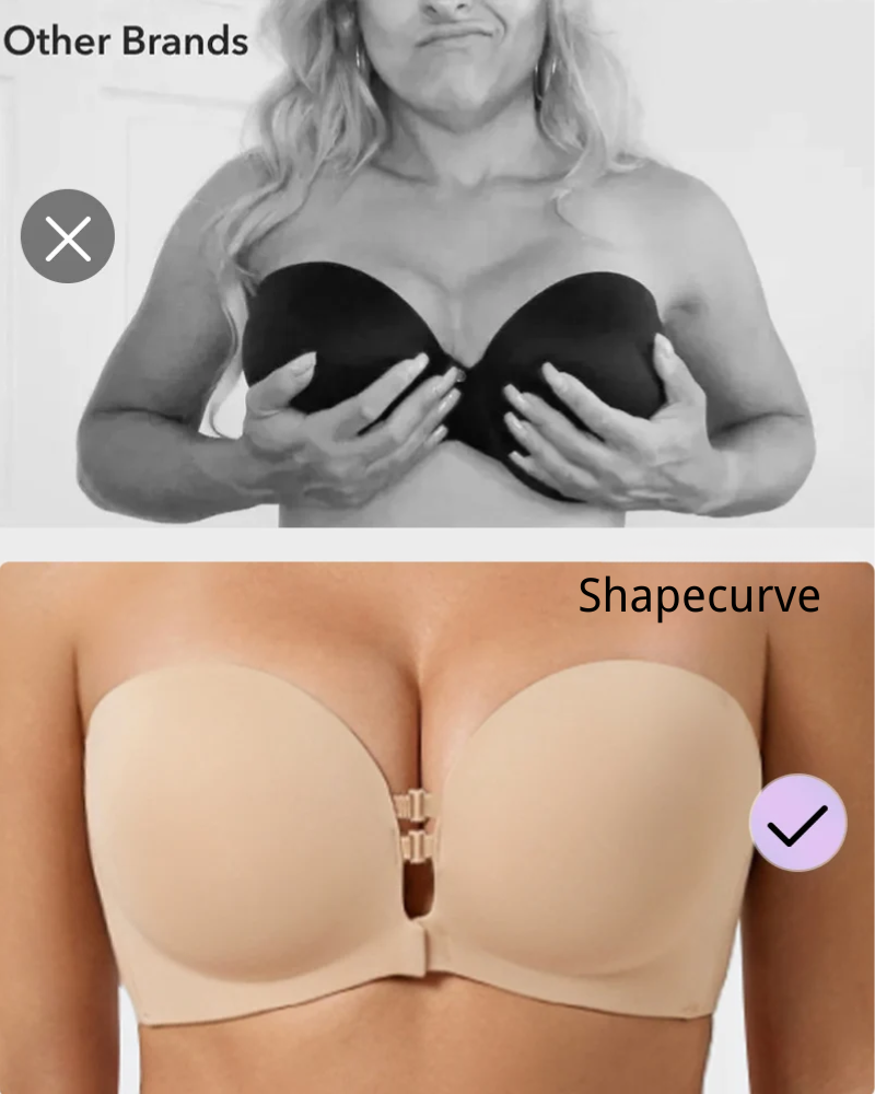 Seamless Front Closure Strapless Push-Up Bra with Removable Straps