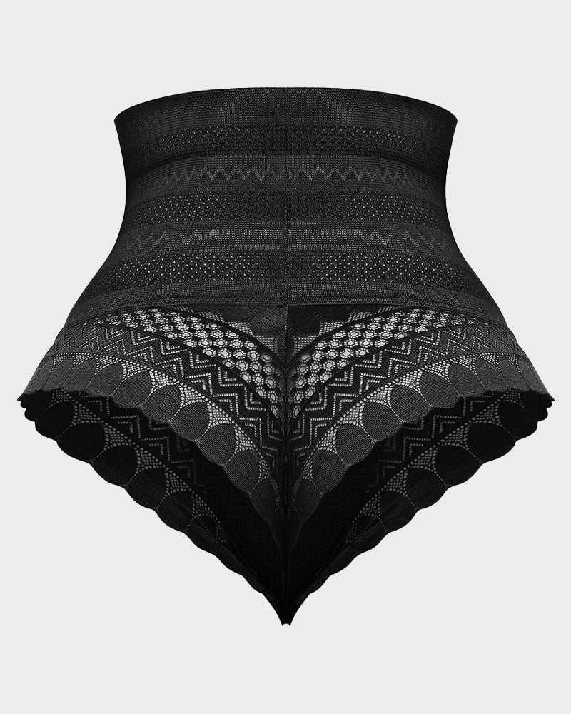 High-Waist Lace Mesh Shaping Panty