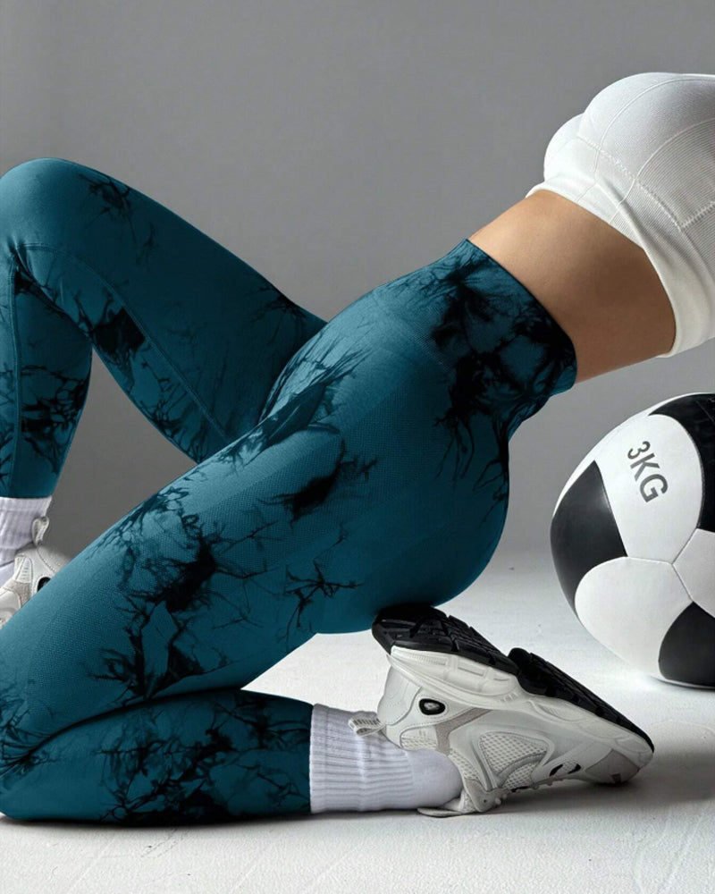 Tie Dye Wide Waistband Sports Leggings