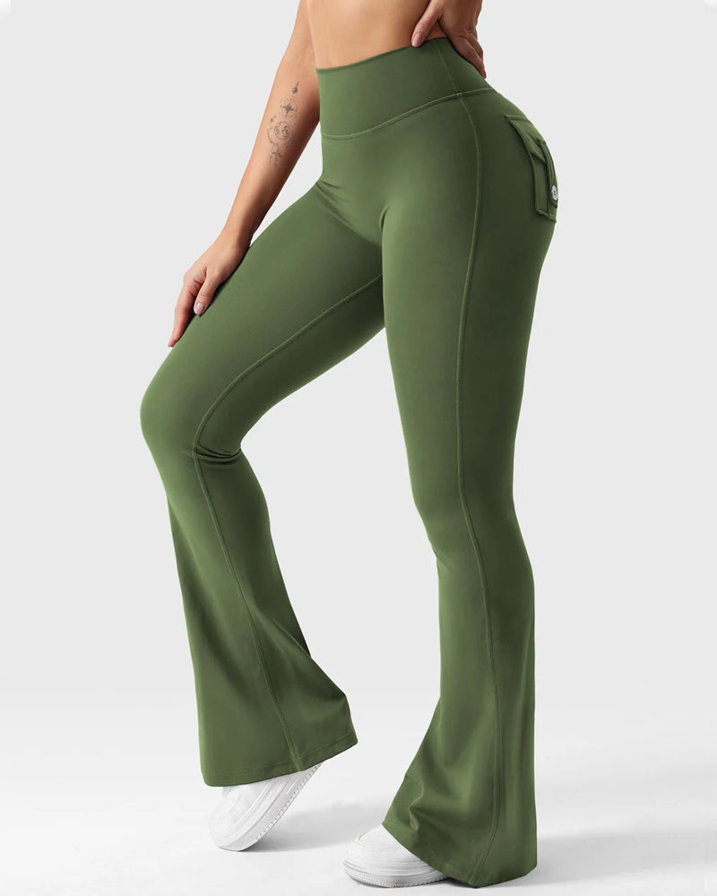 Flared Butt Lifting Leggings with Pockets